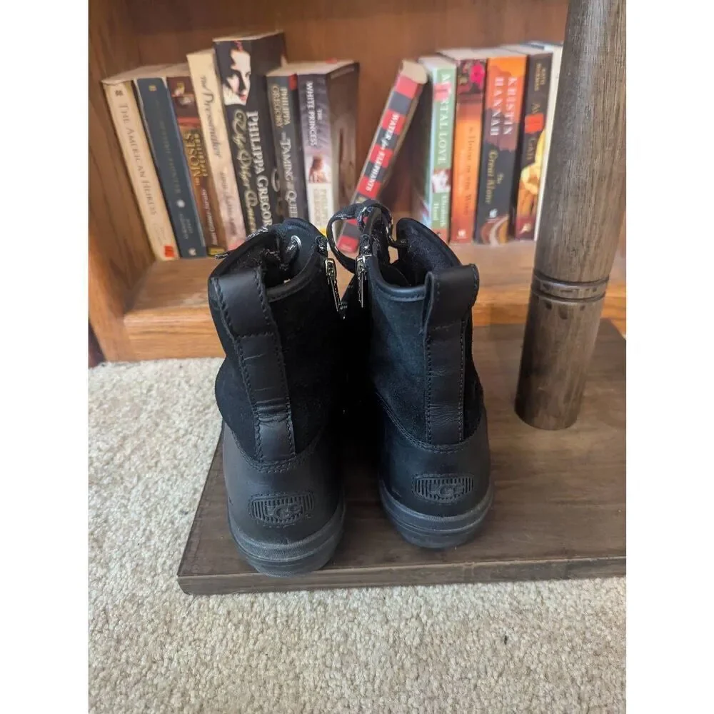 Ugg Womens Size 10 Hapsburg Hiker Black Waterproof Leather Suede Duck Rain Boots